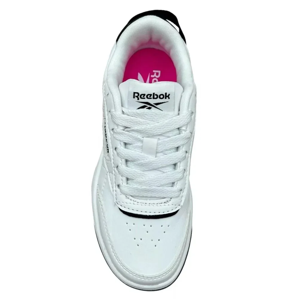 Reebok Tech Geo Little Girls Athletic Sneakers Size 12 White/Black Lace up Shoes